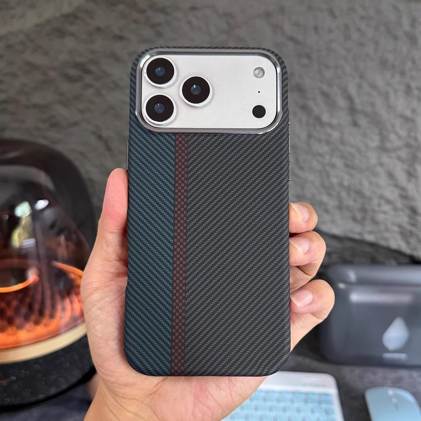 Sleek Carbon Fiber Magnetic Phone Case with Alloy Lens Protection and Wireless Charging Capability