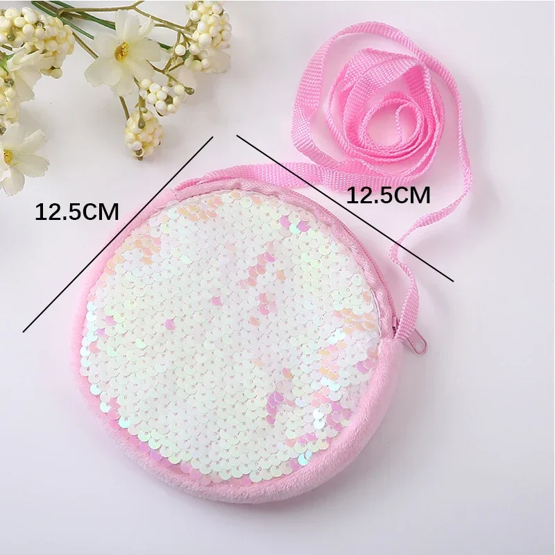 Princess Plush Messenger Bag for Girls 2-4 Years, Cute Sequin Shoulder Bag, Kindergarten Baby Coin Purse, Fashion Kids Bag