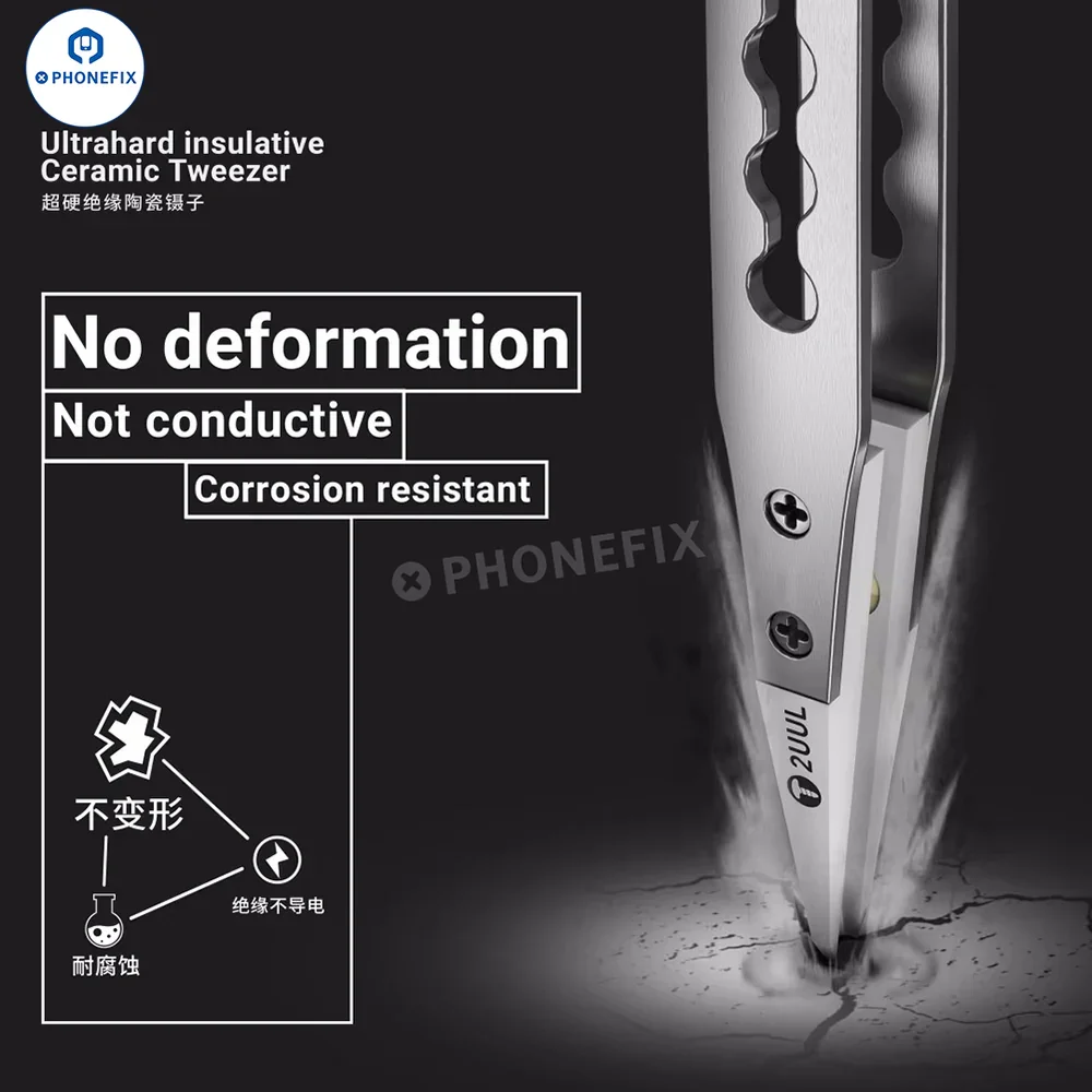 Precision tweezers esd anti static tweezers phone repair tweezers ceramic tweezers 2UUL TW31 ultrahard insulative ceramic tweezers for IC repair