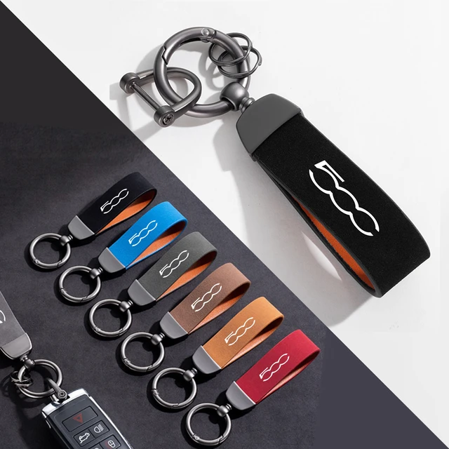 For 500 500L 500X 500C Fiat Car Accessories Top Layer Cowhide Key Chain  Keyrings Lanyard Custom