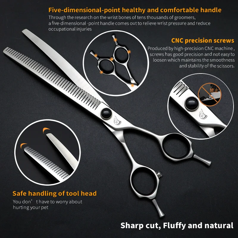 Dog Grooming Scissors Crane 6.5&7&7.5 Inch Curved Fluffy Scissors Curved Thinning Shears for Dog Grooming