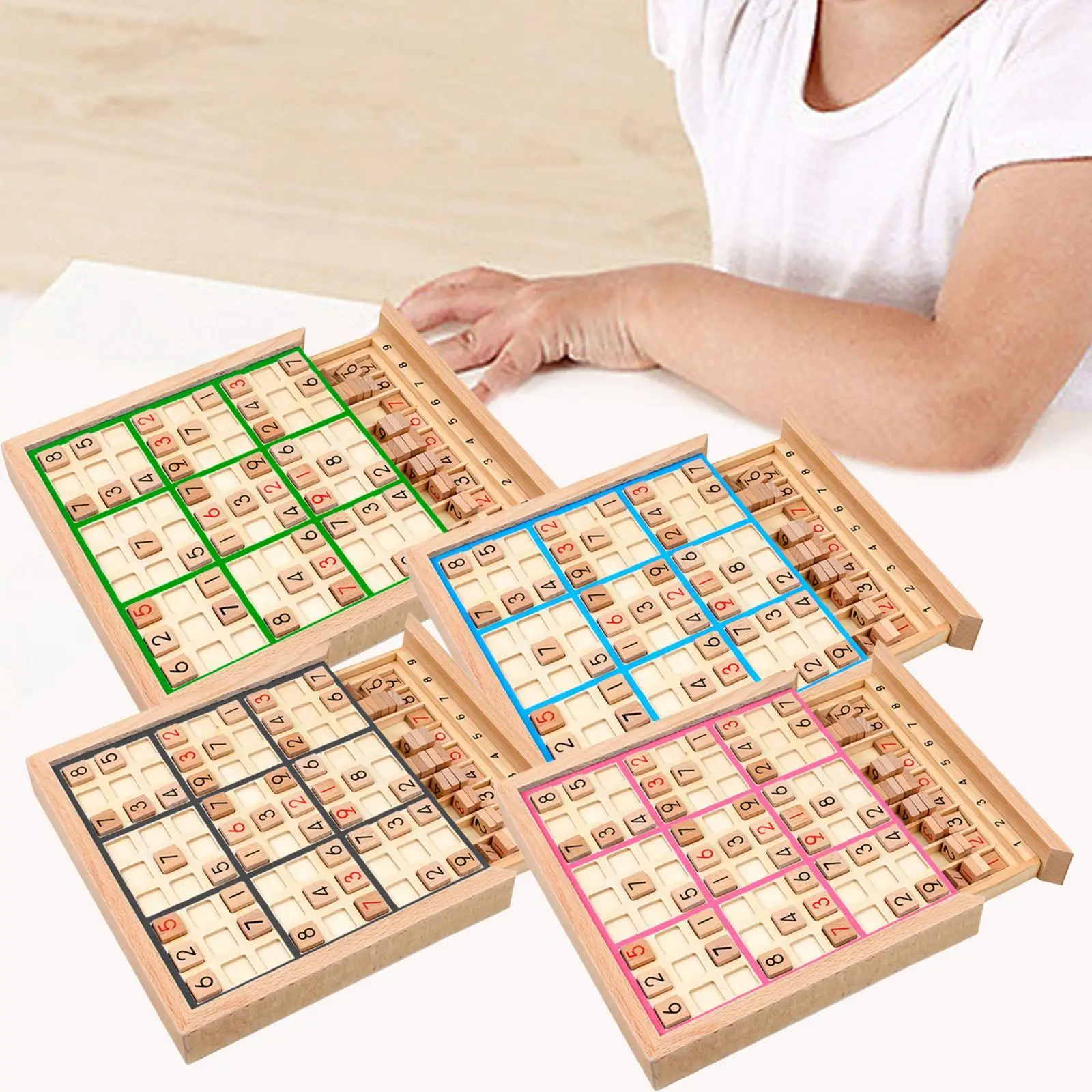 Wooden Sudoku Board Math Toy Toys Montessori Puzzles Portable Learning Toy Playset for Kids Christmas Gift 4