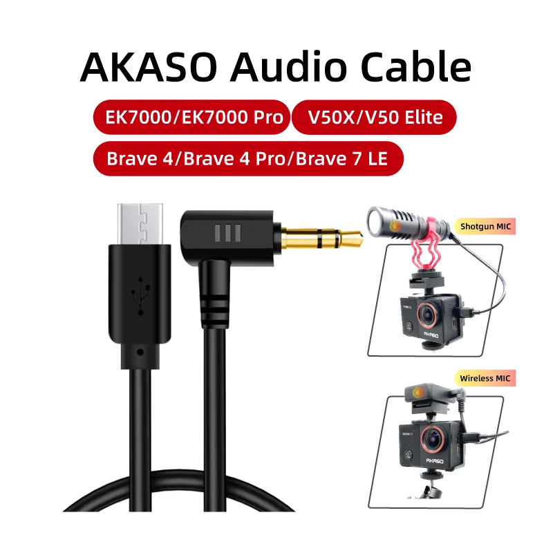 Micro-USB external Microphone audio cable for AKASO  EK7000/EK7000Pro/V50X/V50 Elite/Brave 4/Brave7 LE/Brave 4 Pro Action Camera  - AliExpress