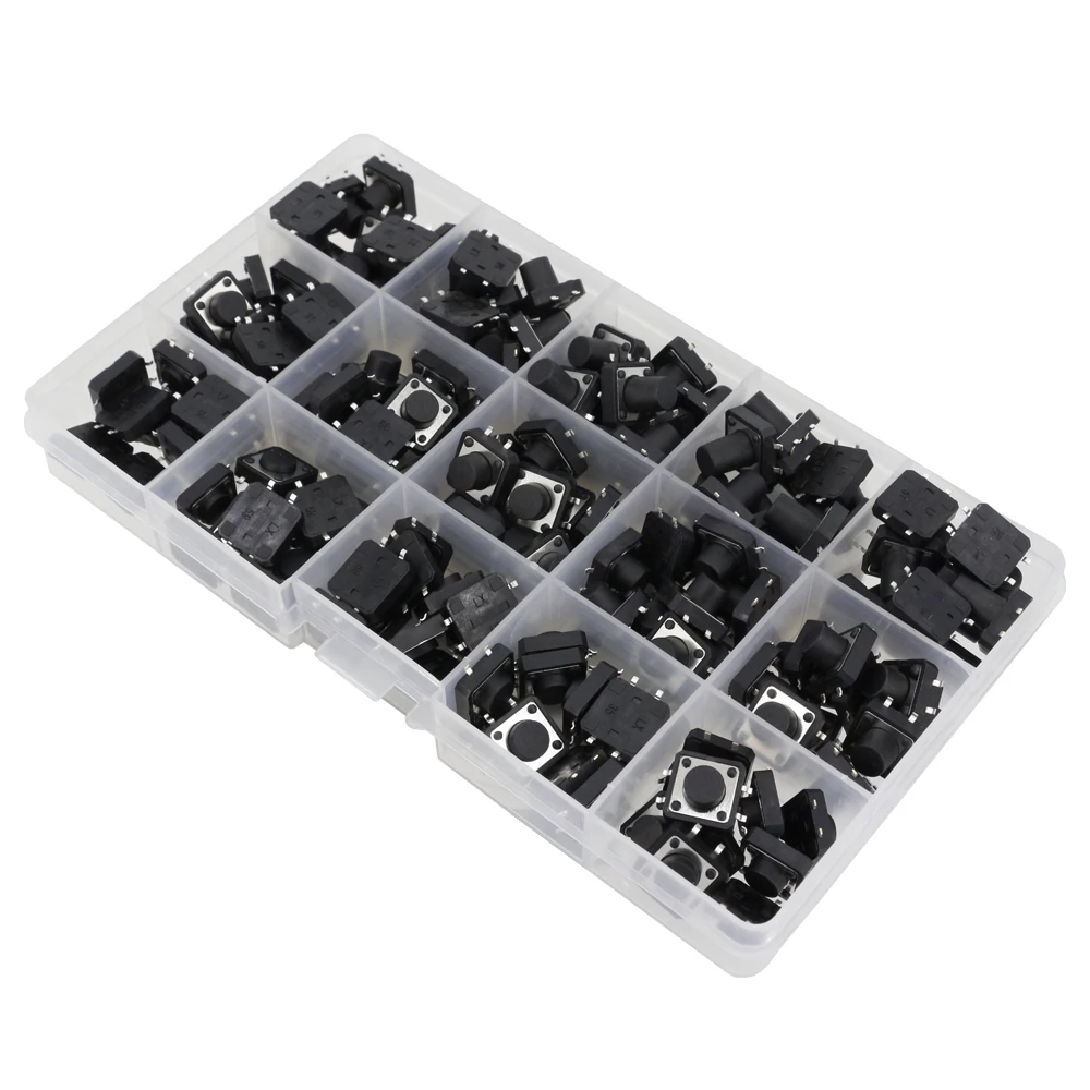 Interruptor, DIP, 4P, 15 Modelos, 12*12, Altura: 4,3, 5 ~ 13mm, 150 Pcs
