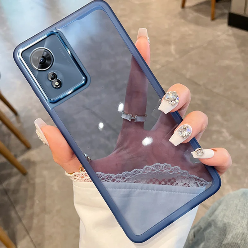 Étui Transparent à cadre mat pour caméra OPPO A78 A77 A57S A17 A54S A53 A16 A72 A77S A92 A96 A55 A54 4G A15 FindX3Lite_voghion.com