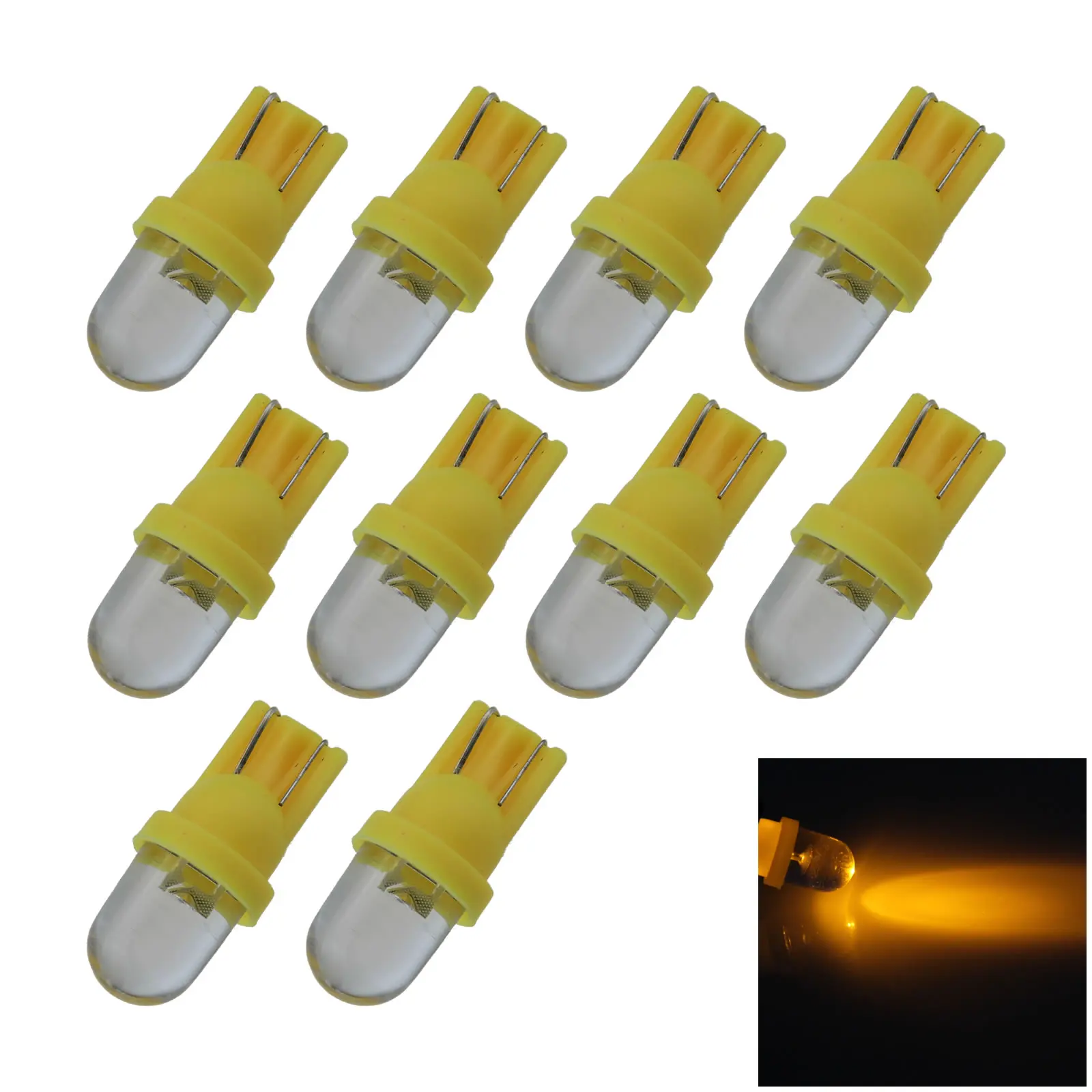 10 шт., желтая автомобильная лампа T10 W5W