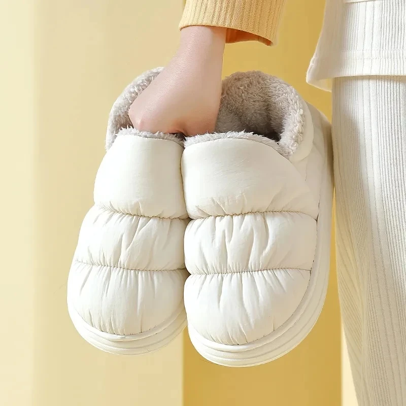 

A935ZXWFor Women Cotton Slippers Bag With Winter Indoor Home Warm Slippers Couple Men Warm Fluffy Anti-Skid Boots
