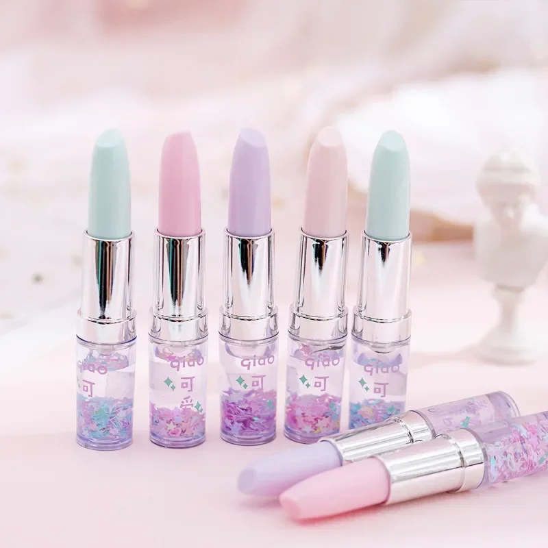 Ins Girl Heart Lipstick Gel Pen Cute Creative Student Writing Signature Little Fairy Quicksand Pens School Supplies