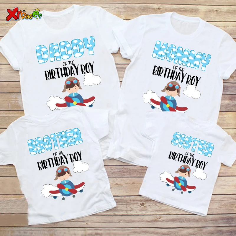 Family Baby Boy First Birthday T Shirt Airplane Matching Family
