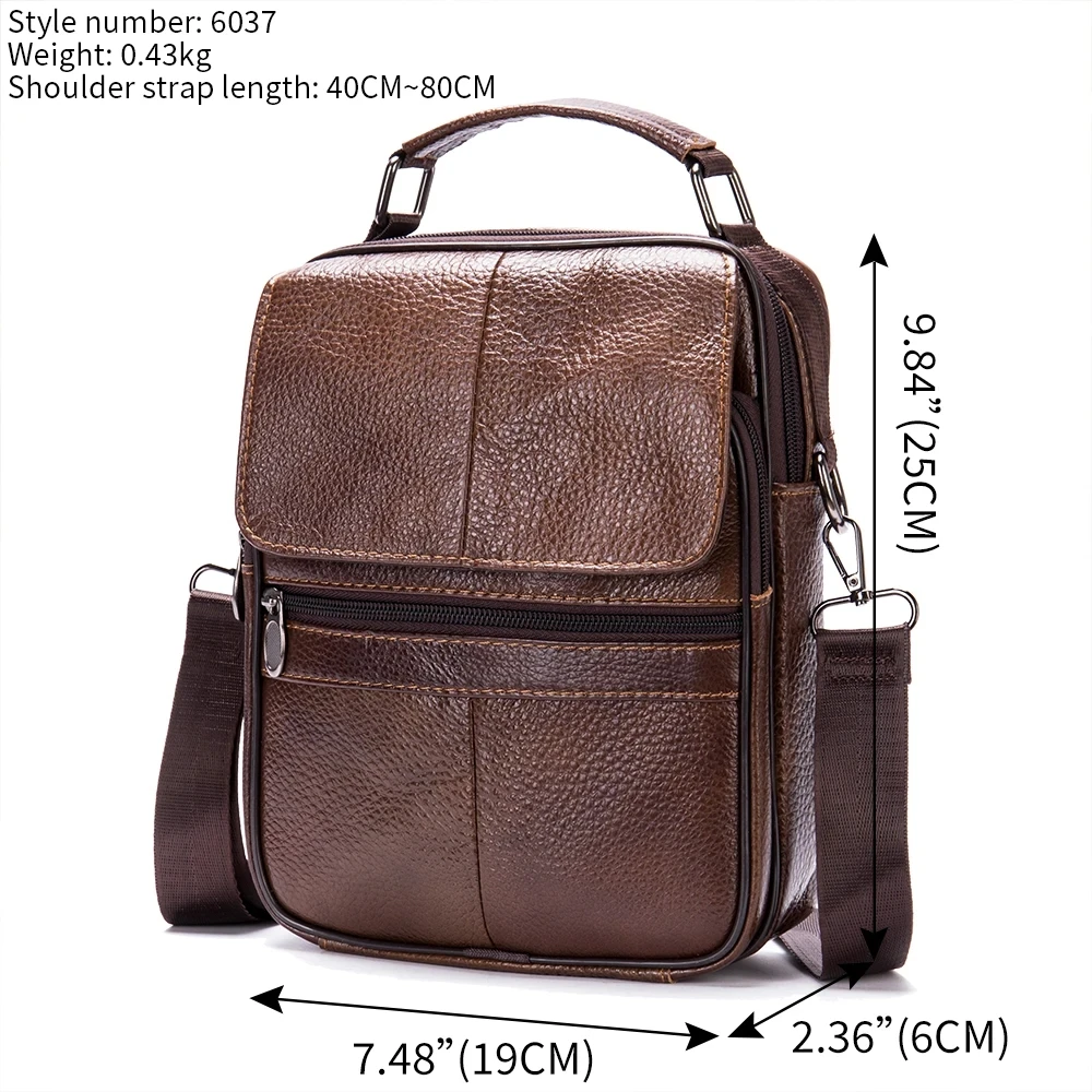 Genuine Leather Men's Shoulder Bag Business Leisure Large Capacity Portable Handbag Zipper Multi Layer Male's Crossbody Bags crossbody bags