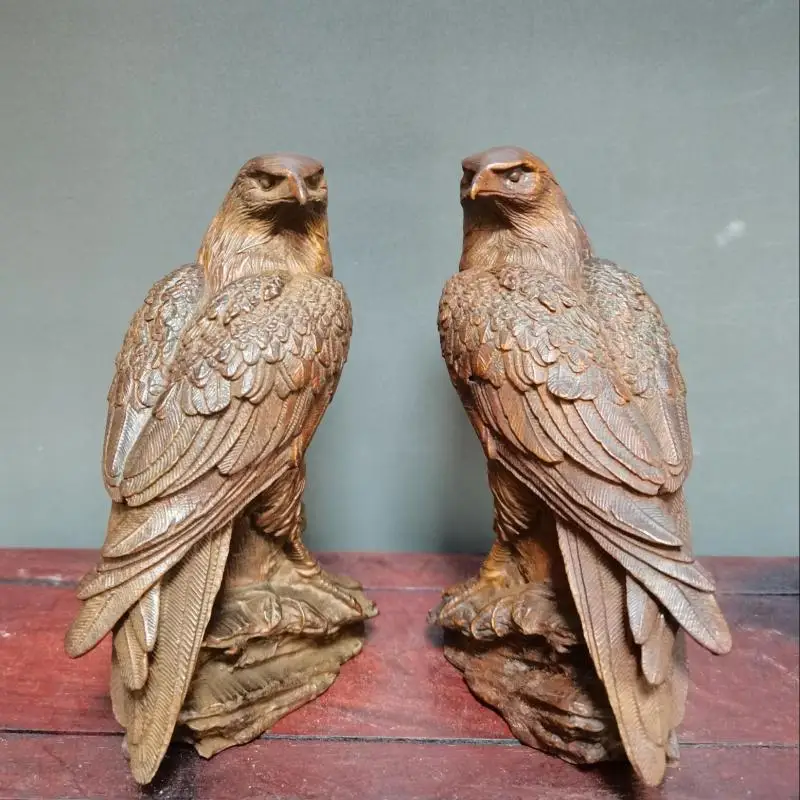 

Wood Carved Eagle Statue Ornament Home Decoration Accessories For Living Room Wooden Eagle Office Desk Miniature Figurines
