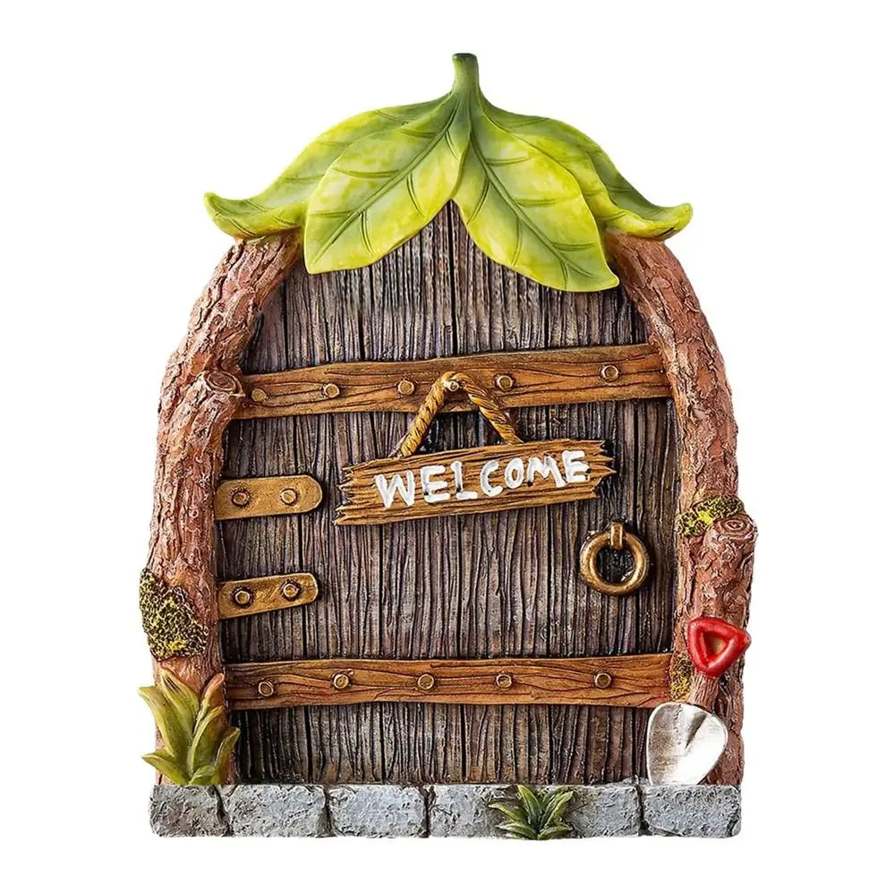 Enchanted Miniature Fairy Door for Garden Decor – Vintage Wooden Elf Home Sculptures