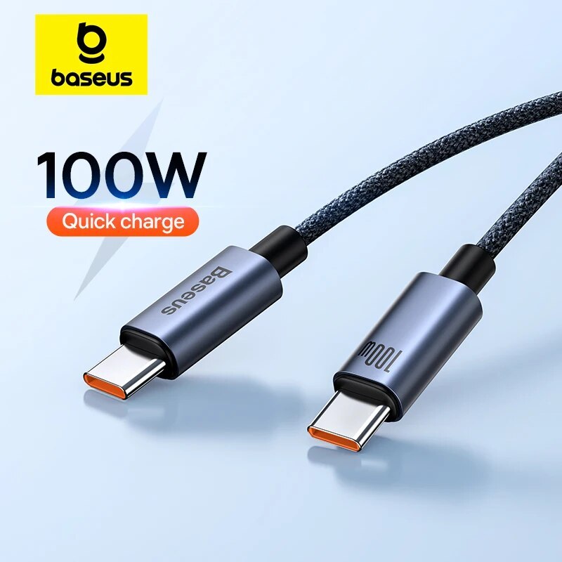  Baseus 100W USB C To Type C Cable For iPhone  16 15 Plus Pro Max PD Fast Charging Charger Cable For Macbook Xiaomi Samsung 