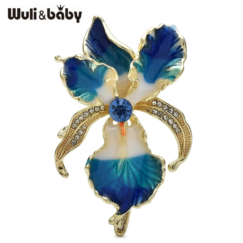 Wuli&baby Elegant Enamel Orchid Flower Brooches Beautiful Women's Clothes Bag's Plants Brooch Pins Gifts
