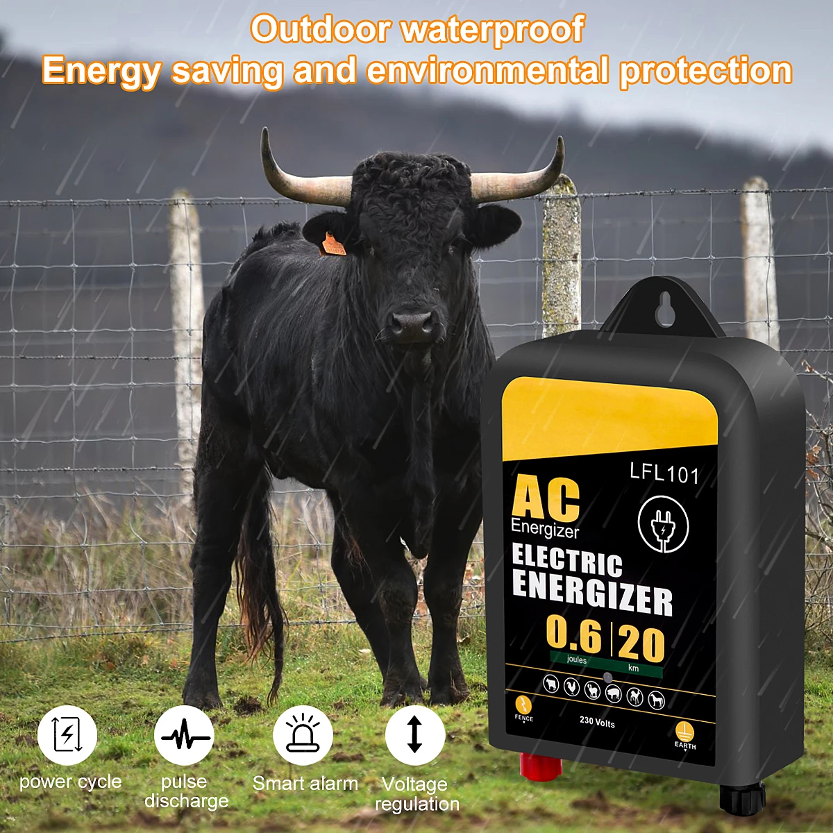 2 20KM Electric Shepherd Fence Energizer for Cattle Animals Dogs Farm