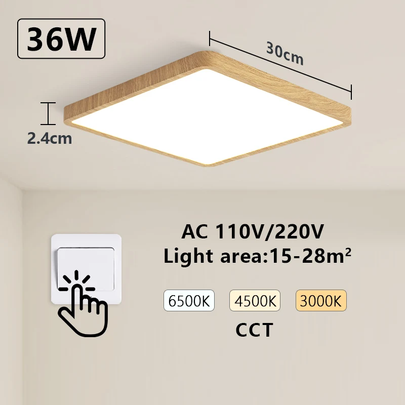 recessed ceiling spotlights MARPOU Tuya Smart LED Ceiling lamp Wood Grain App Voice Control Alexa/Google Remote Control Square Ceiling Lights Living room bathroom downlights LED Downlights