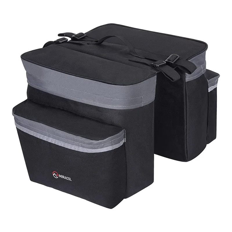 

MIRACOL 30L Large Capacity Saddle Bag for Grocery Shopping, Support for Width Less Than 4.7 inches Bike Rack, Grey