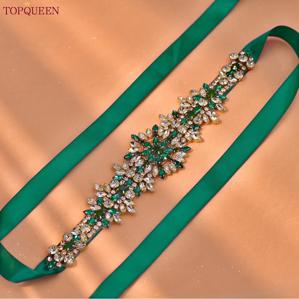 Bridal Waistband Bridal Dress Decoration TOPQUEEN Bridal Wedding Belt Handmade Moroccan Rhinestone Belt