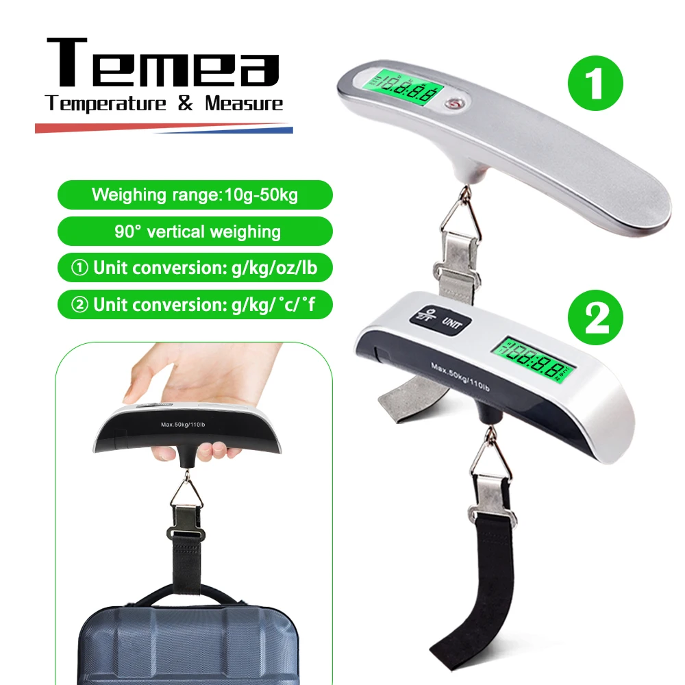 Temea Portable Digital Luggage Weight Scale Lcd Display Electronic ...