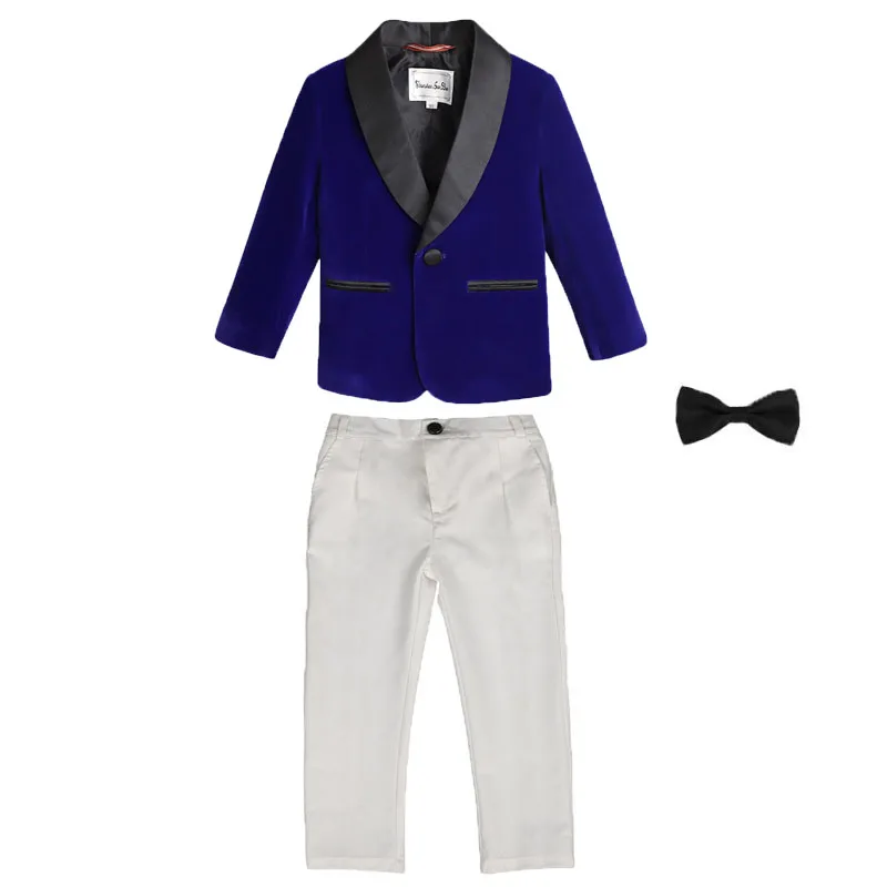 Kids Formal Birthday Dress Baby Boys Green Velvet Blazer Jacket Pants Photograph Suit Children
