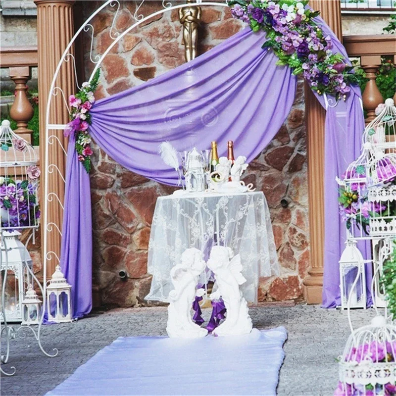 Chiffon Wedding Arch Draping Fabric Backdrop Curtain for Ceremony Party Decor 75*600CM