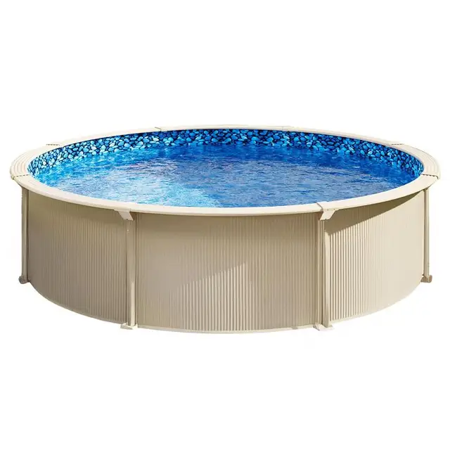 Revêtement de piscine ronde, 244x147 cm, doublure durable en vinyle de style superposition, calibre standard, résistant à l'usure, rétention d'eau, pour piscines hors sol à parois de 137 cm de hauteur 1