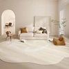 Minimalist Cloakroom Shaped Carpet Thick Rugs for Bedroom Irregular Living Room Decoration Striped Rug Cream Plush Anti-slip Mat 3