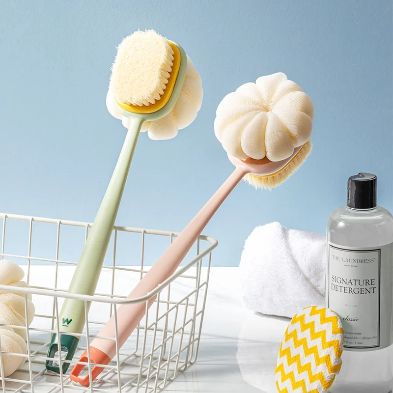 1Pc Sponge Long Soft Hair Bath Brush Doubleside Rub Shower Brush Back Scrubber Exfoliating Tool bathroom accessories