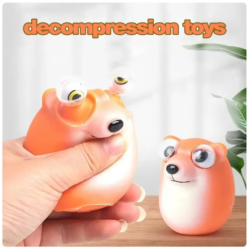 Popping out Eyes Animals Pop out Eyes Portable Dog Figurines Highly Elastic Cretive Gifts for Living Room Bedroom Computer Desk