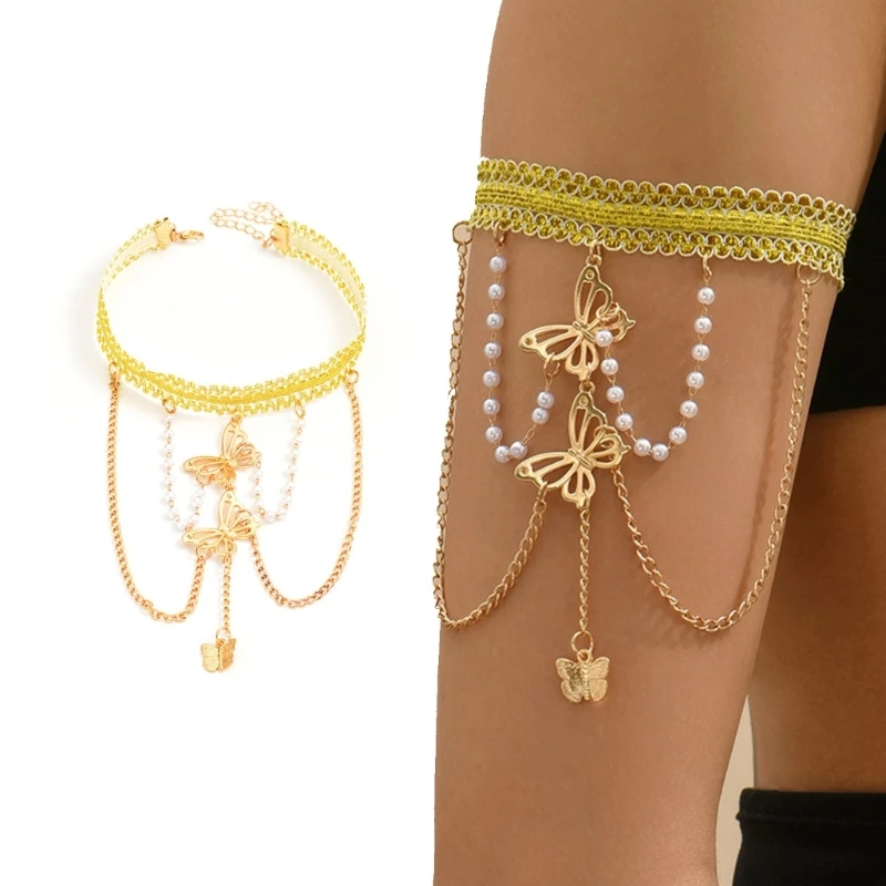 

Boho-Upper Arm Cuff Butterfly-Arm-Bangles Lace Chain Armlet Open Arm Bracelet Dainty-Armlet Armband For Women and Dropship