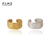 F.I.N.S 1PC Minimalist Uneven S925 Sterling Silver Ear Clip Texture INS Wide Ear Cuff No Pierced Silver 925 Ear Bone Jewelry 1