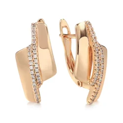 Elegant Rose Gold Zircon Earrings - Minimalist Gothic Jewelry (White Zircon)