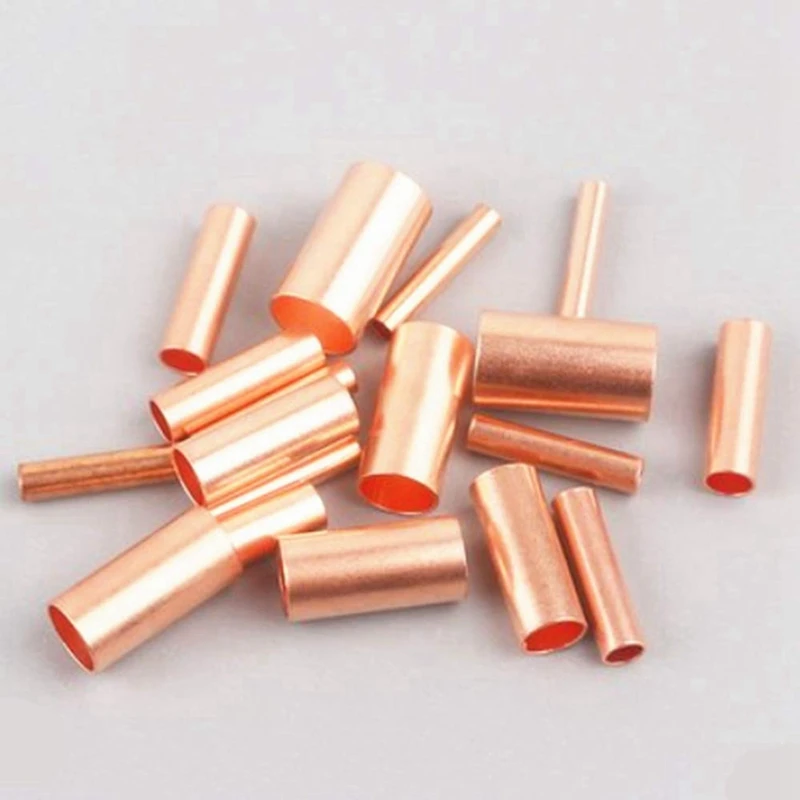 500Pcs GT Copper Connecting Pipe Wire Joint Small Copper Tube Terminal Cable Lug Bootlace Ferrule Kit