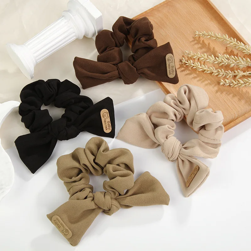 New French Vintage Fragrant Style High Grade Fabric Hair Accessories Elegant Temperament Bow Knot Creative Large Bow Hair Rope