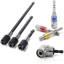 

3Pcs Impact Socket Square Nut Driver Bit 3Pcs 1/4 Hex Shank Screwdriver Bit Holder 1Pcs 1/4 Hex 105 Degree Right Angle Drill Set