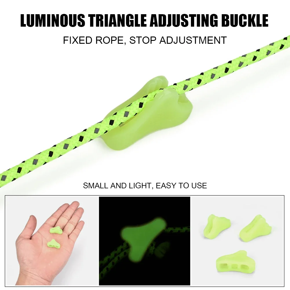 Tent Rope Fastener Adjuster Outdoor Camping Triangle Non-Slip Hiking Rope Buckles Stopper Tools 10/20PCS