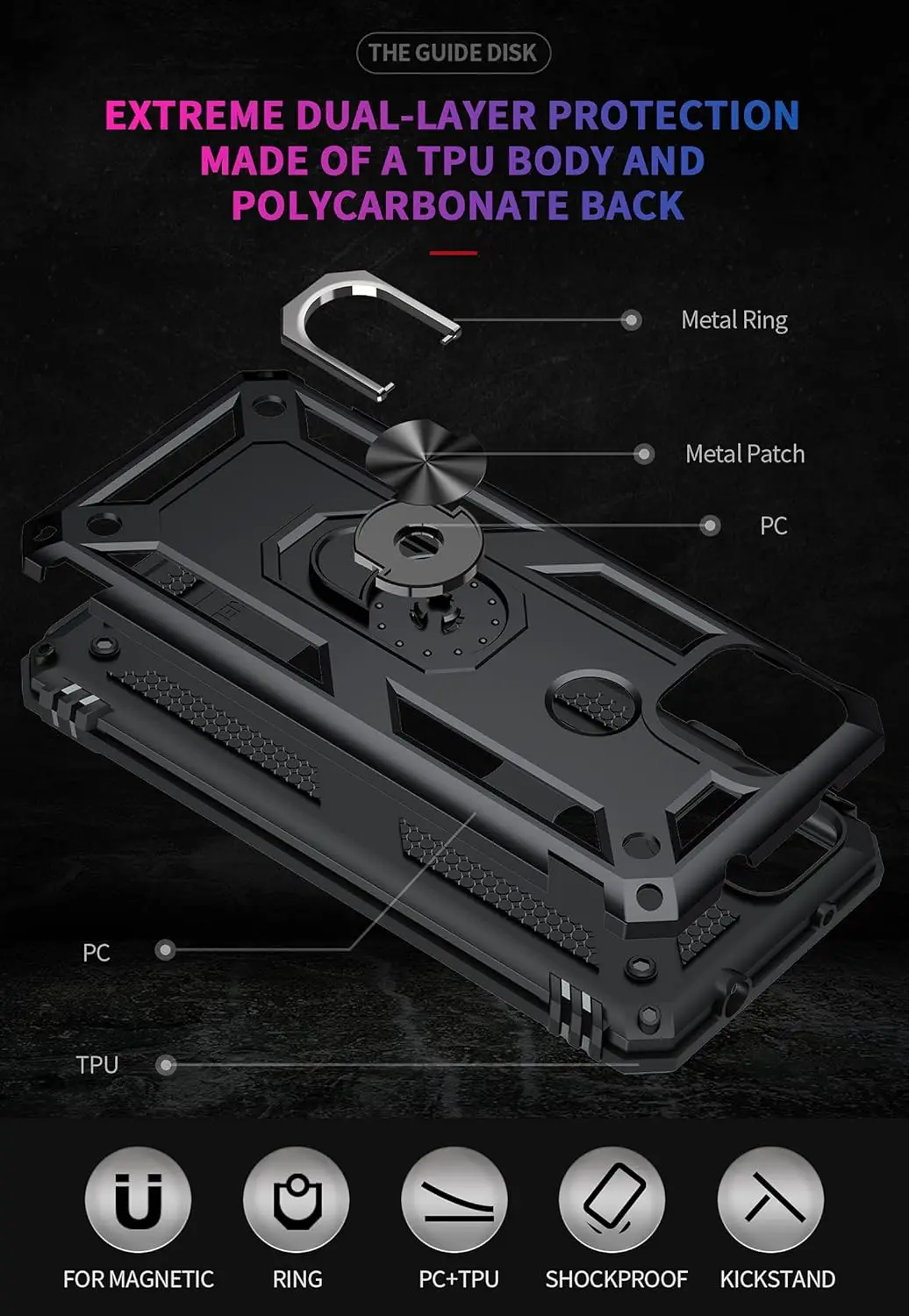 Heavy Duty Rugged Armor Case - Dust, Shock, Drop, and Scratch Resistant Protection
