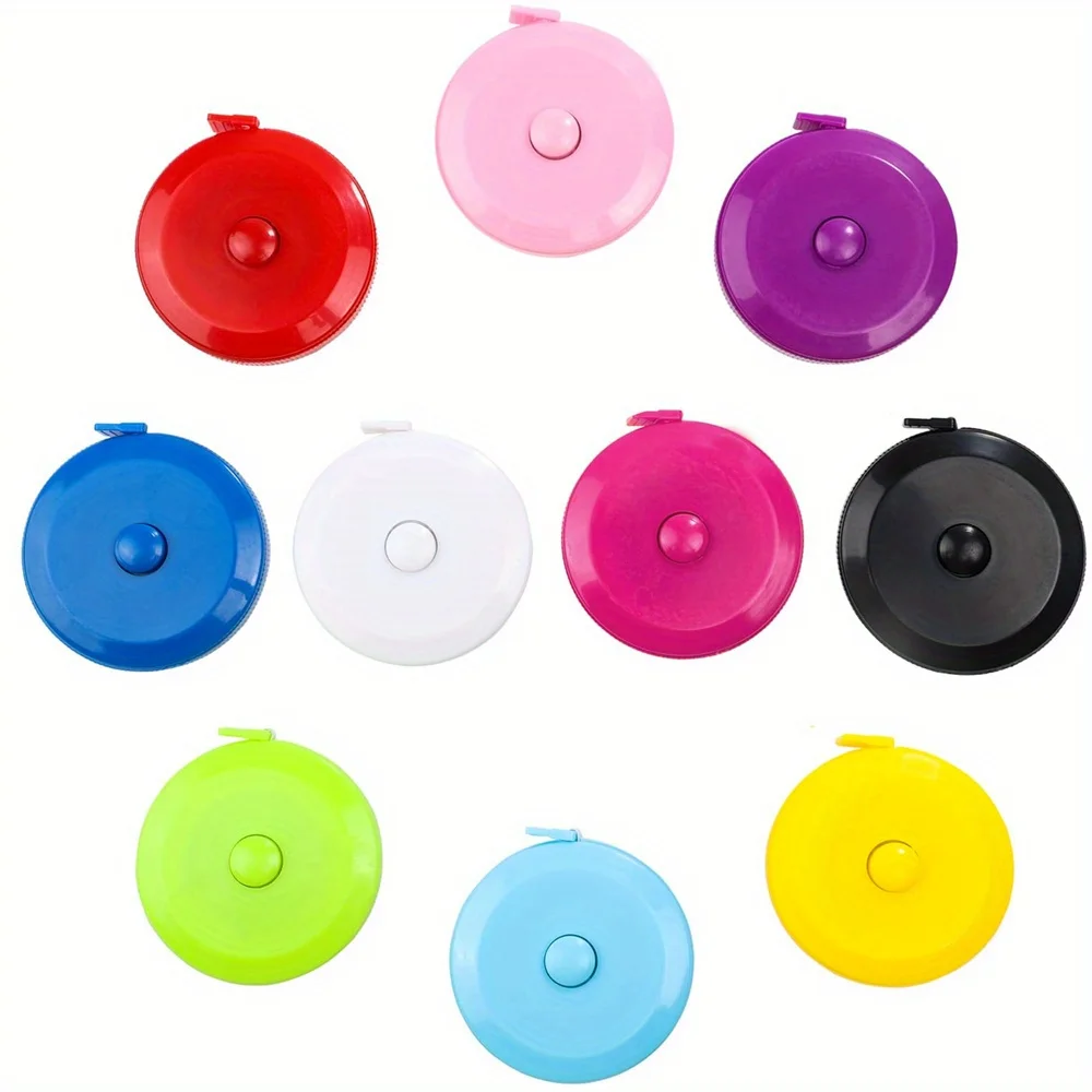 10 sztuk/opakowanie Taśma miernicza, taśma miernicza do pomiarów ciała, wysuwana, 60 cali, 1,5 metra, mały przycisk, dwustronny