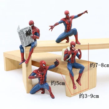 4pcs Spidermans Action Figures Marvels Anime Doll Car Model Ornament Home Decoration Kids Classic Toys Birthday Gift Hot Sales