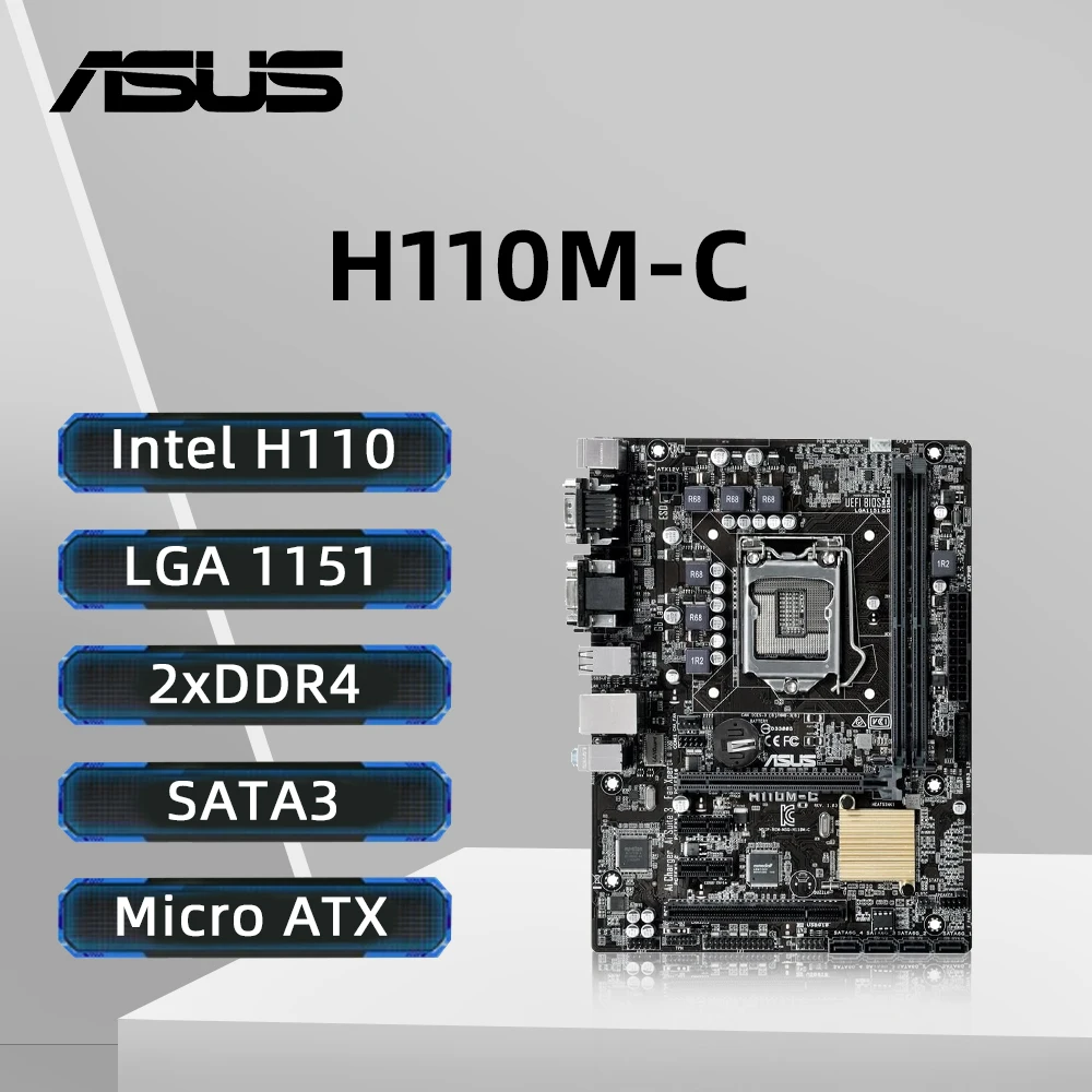 ASUS H110M-C LGA 1151 Motherboard Support i5 6500 CPU using Intel