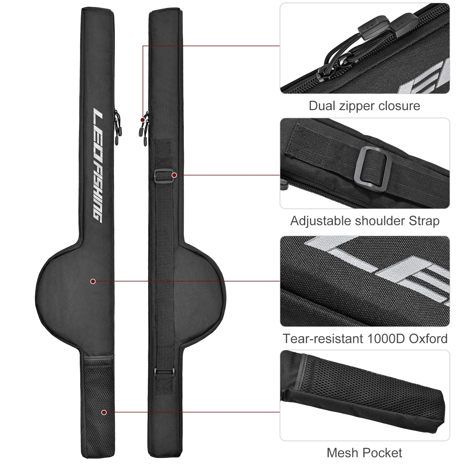 85cm/106cm/126cm Angelrute Rollen tasche Stange Schulter Aufbewahrung tasche tragbare Rute Tackle Werkzeug träger – Detail 26