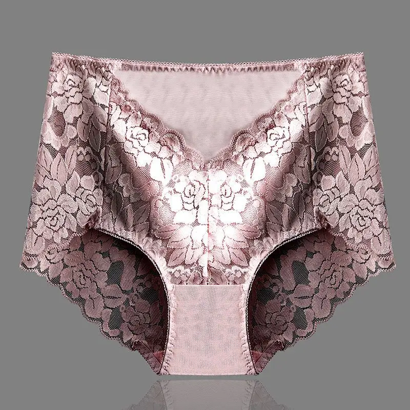 2023 New Ladies Underwear Lace Sexy Mesh Perspective Seamless Panties High Waist Plus Size Cotton Briefs Lace Seamless Underwear