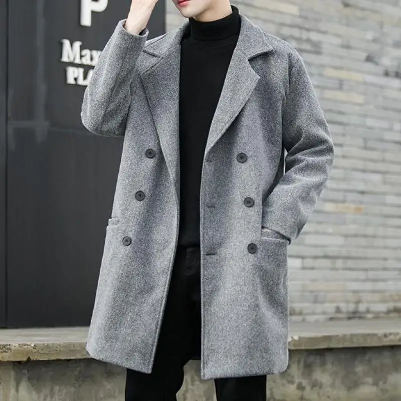 

5XL Large Size Double Breasted Vintage England Overcoats Mens Grey Trench Coats Korean Fashion Man Jackets Long Khaki 110kg New