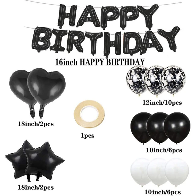 18 ans Decoration Anniversaire Fête en Noir Blanc, 18 Ballon Anniversaire  Garçon et Fille, Bannières de Anniversaire Joyeux du 18 ans Anniversaire,  Ballon Numéro 18 Noir Blanc Ballon en agate Ballon 