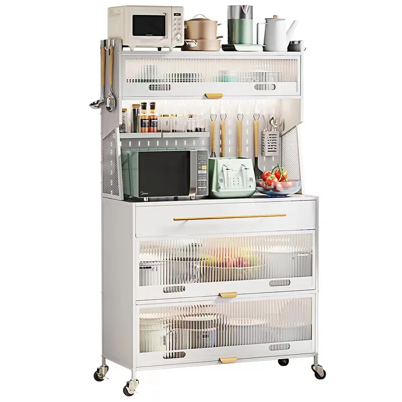 

Kitchen shelf floor-to-floor multi-storey lockers multi-functional sideboard lockers microwave oven hole plate storage cabinets