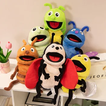 30CM Hand Puppets Kid Toy Plush Insects Animal Caterpillar Ladybug Hand Puppets Doll Family Storytelling Role-playing Finger Toy