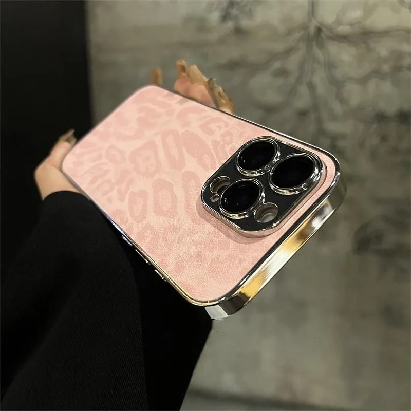 Luxury Leopard Texture Leather Case with Shockproof Lens Protection