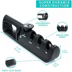 Adjustable Multi - Function Knife & Scissors Sharpener with Precision Whetstone - XXL (Black)