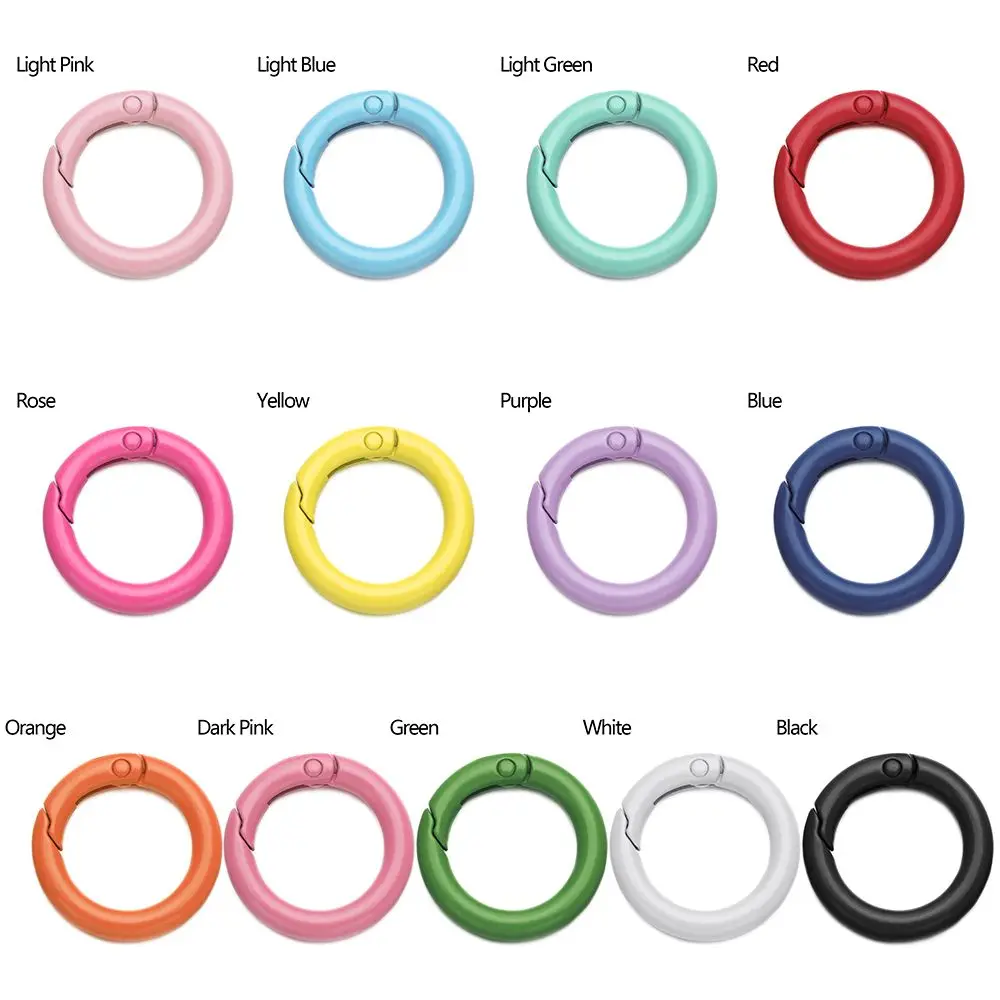 5pcs Zinc Alloy Plated Gate Spring O-Ring Buckles Clips Carabiner Purses Handbags Round Push Trigger Snap Hooks Carabiner