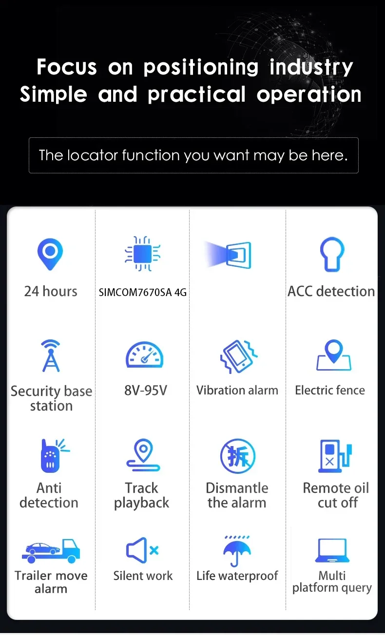 4G GPS Tracker Car Moto Bike Engine Lock Cut Oil Tracking ACC Towed Away Call SMS Buzzer Alarm Search APP Anti-Theft Device